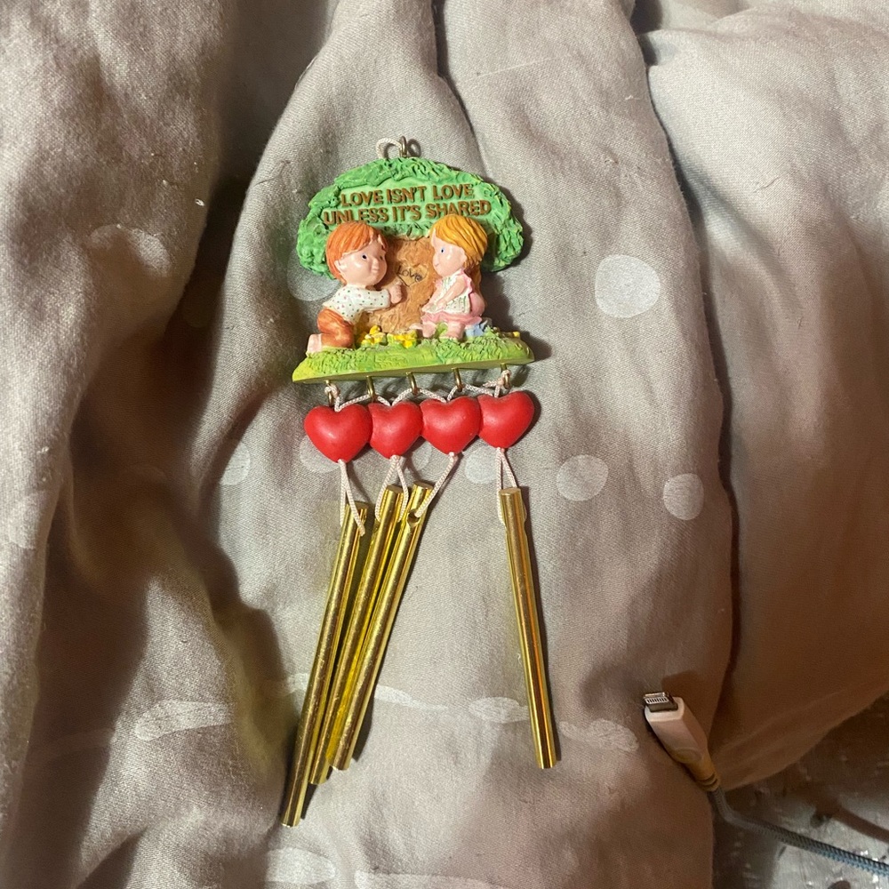 Heart Wind Chime with Children Figurine- 7x3 inches